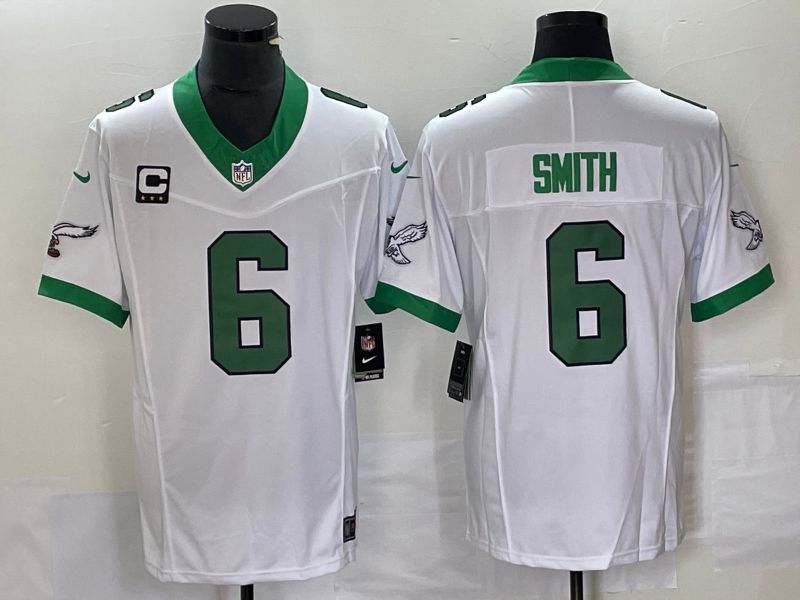 Men Philadelphia Eagles #6 Smith White Nike Throwback Vapor Limited NFL Jerseys->philadelphia eagles->NFL Jersey